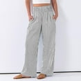 thumbnail image 3 of Women's Fashion Loose Pleated Elastic Waistband Pocket Striped Casual Pants for Modern and Relaxed Style,Black,XL, 3 of 6