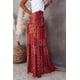 thumbnail image 4 of Falda larga plisada con estampado floral bohemio para mujer, falda de playa, falda informal, 4 of 6