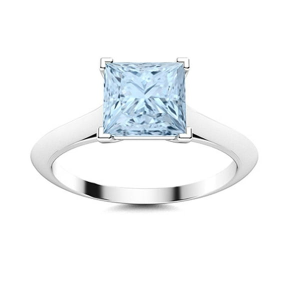 Four Prong Set 1.3 Ctw Square Aquamarine 925 Sterling Silver Solitaire Women Ring