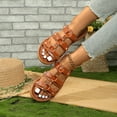 thumbnail image 5 of THDHVS Brown Sandals Women,Sandals for Women,Women's Fashion Casual Summer Style Solid Color Retro Style Beach Seaside Soft Bottom Flat Slippers Brown 8.5, 5 of 6