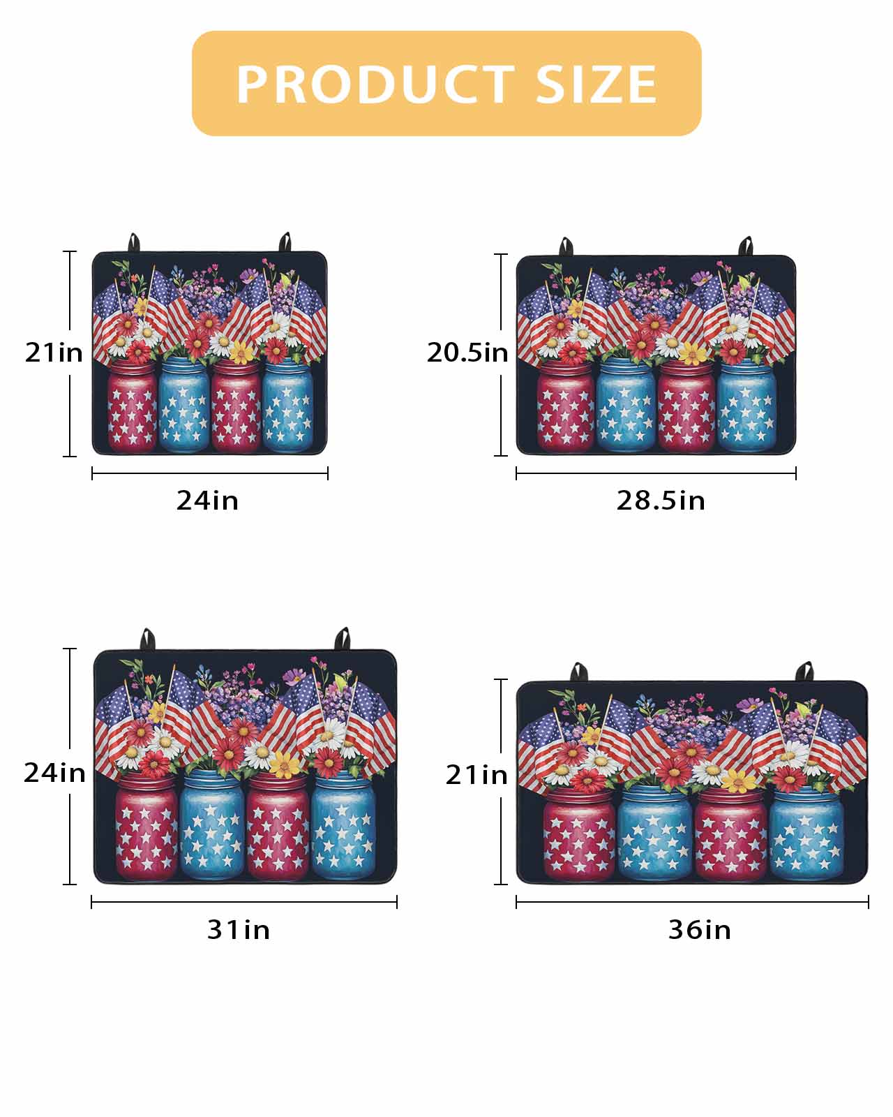 nqOlkjepod Large Induction Cooktop Protector Mat 36"x21", 4th of July Stove Top Covers for Electric Stove, American Flag Independence Day Floral Black Stove Burner Cover Mats, Glass Top Stove Cover