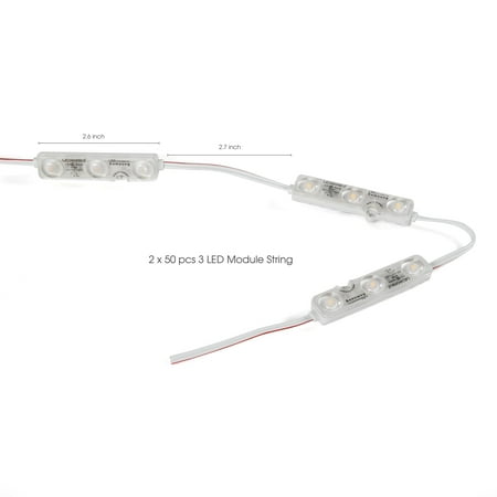M&T Displays 2x50 pcs 2835 3 LED Module 12V DC 10000K White 100LM 160 deg Lens Adhesive Tape Male Female Jack IP67 Water Resistant Outdoor Letter Sign Billboard Backlight Home Garden Party Decoration price history on PriceWatchPro