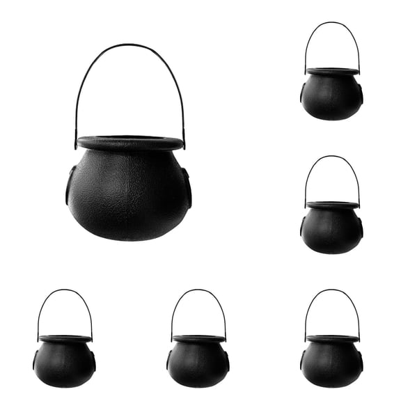 12 Pcs Halloween Mini Black Cauldron with Handle, Small Witch Kettle Candy Holder for Party Favors Decoration, Multipurpose Pot for Home Tabletop Holiday Display Decor Supplies