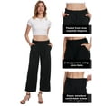 thumbnail image 6 of Satankud Women's Wide Leg Pants 27" High Waisted Waffle Knit Casual Slacks Work Pants Business Palazzo Trousers with Pockets Black L, 6 of 11