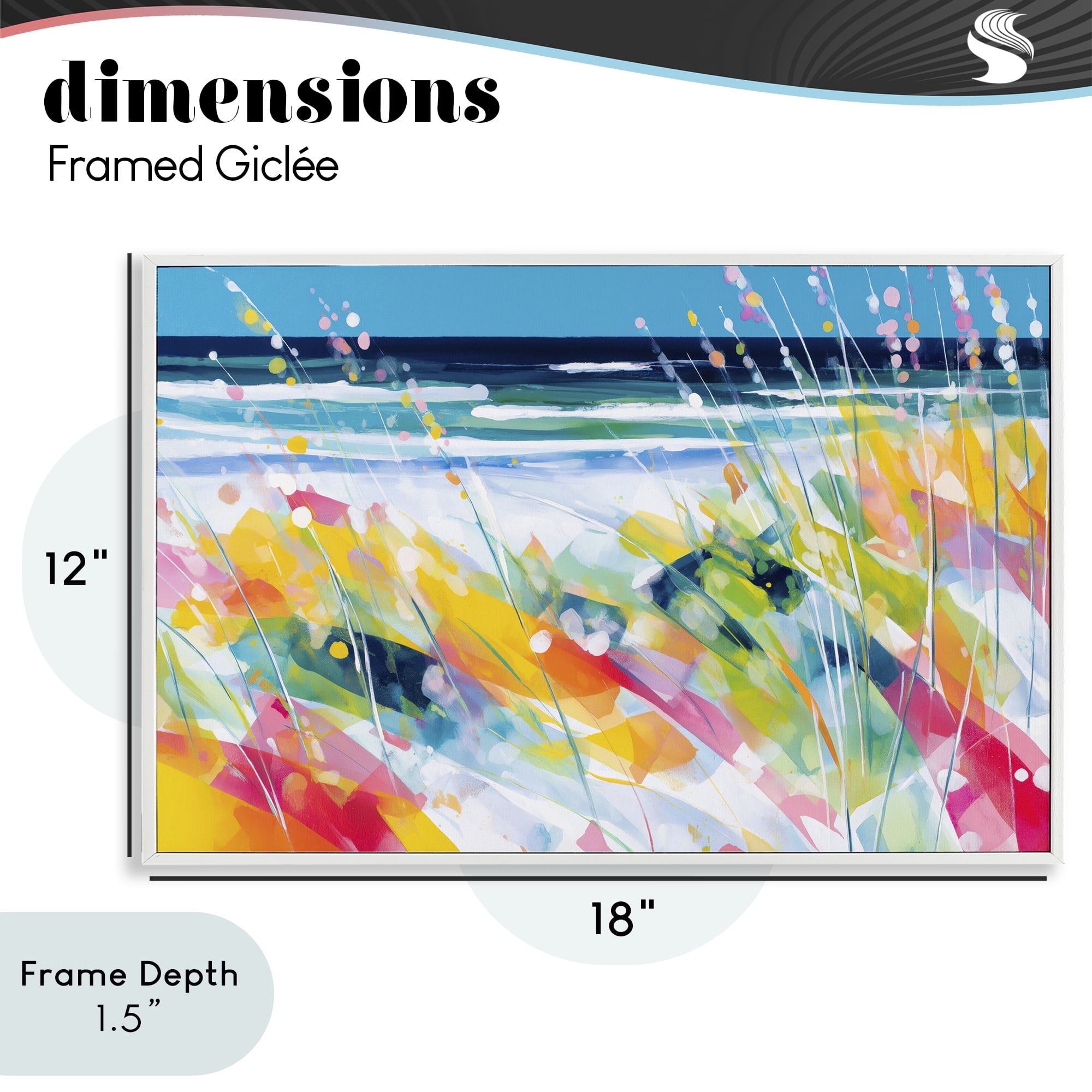 Stupell Industries Sea Oats & Ocean Breeze Abstract White Framed Giclee Art, design by Chromatic Storm Studio