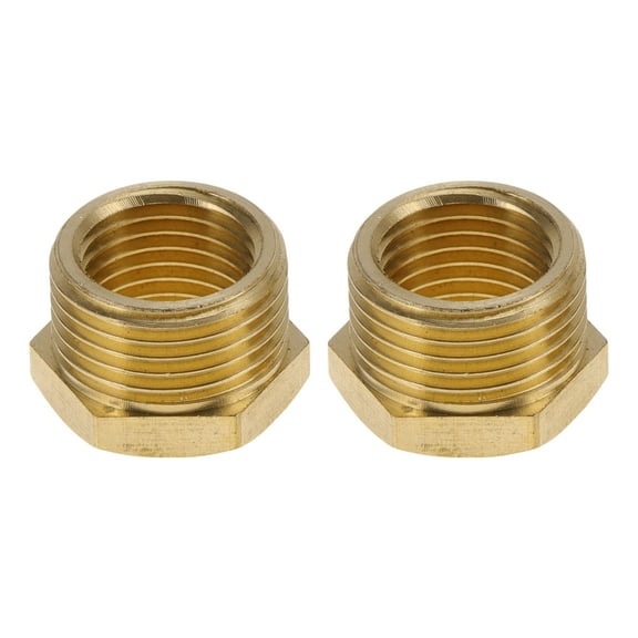 Unique Bargains Brass Pipe Fitting 1/4"Female x 3/8"Male Reducer Hex Bushing 25/64" 2 Pcs