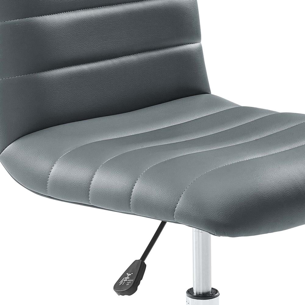 Modway Ripple Modern Vinyl Armless Mid Back Office Chair in Gray