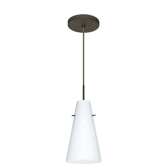 1JT-412407-LED-BR-Besa Lighting-Cierro-One Light Cord Pendant with Flat Canopy-5.38 Inches Wide by 9.38 Inches High-Bronze Finish-Opal Matte Glass