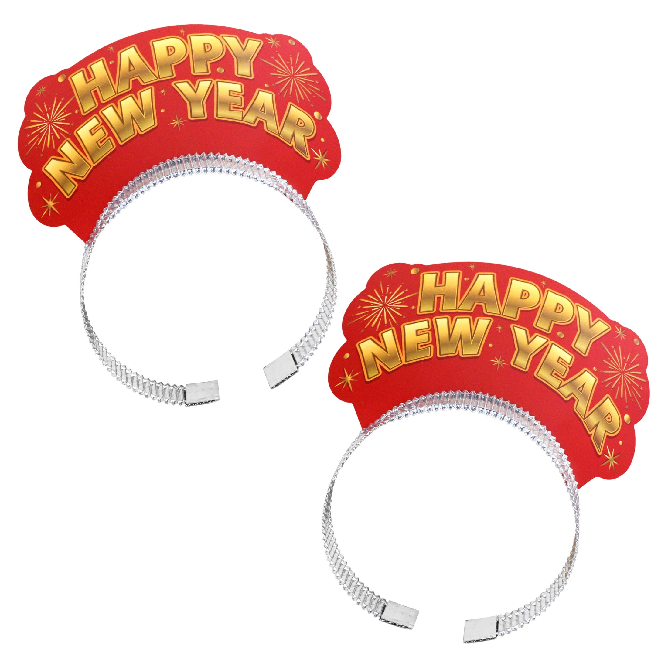 New Year Red Tiara Headband with "Happy New Year" Words, 2 Pieces, Festive Decorations, Brand Way to Celebrate Style, Adult