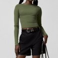 thumbnail image 5 of Gibobby Blusas Para Mujeres Camiseta de manga larga para mujer, cuello redondo, ajustada, sexy, básica（Verde， M), 5 of 5