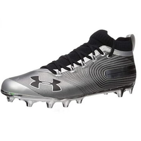 NEW Mens Under Armour UA Spotlight MC Football Cleats Silver/Black Sz 9 M