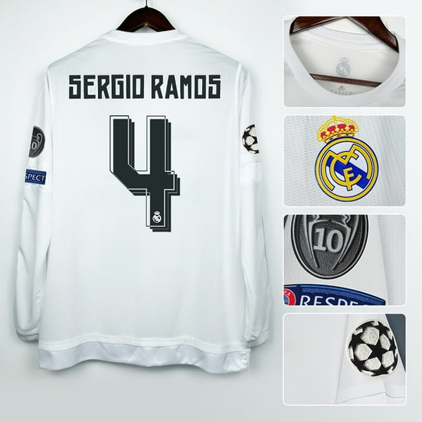 Camiseta De Manga Larga Del Real Madrid 15-16 Ronaldo Retro Jersey Campeonato Personalizado Campana Fútbol A9L4