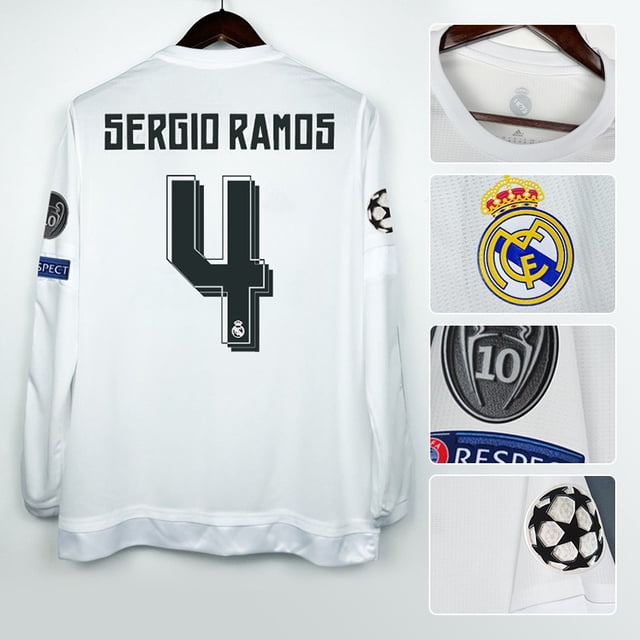 Camiseta De Manga Larga Del Real Madrid 15-16 Ronaldo Retro Jersey Campeonato Personalizado Campana Fútbol A9L4
