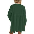 thumbnail image 3 of FRSASU Women Flowy Long Puff Sleeve Mini Dress Casual Cute Square Neck Lace Bow Tie A-line Pleated Babydoll Dresses Green, 3 of 9