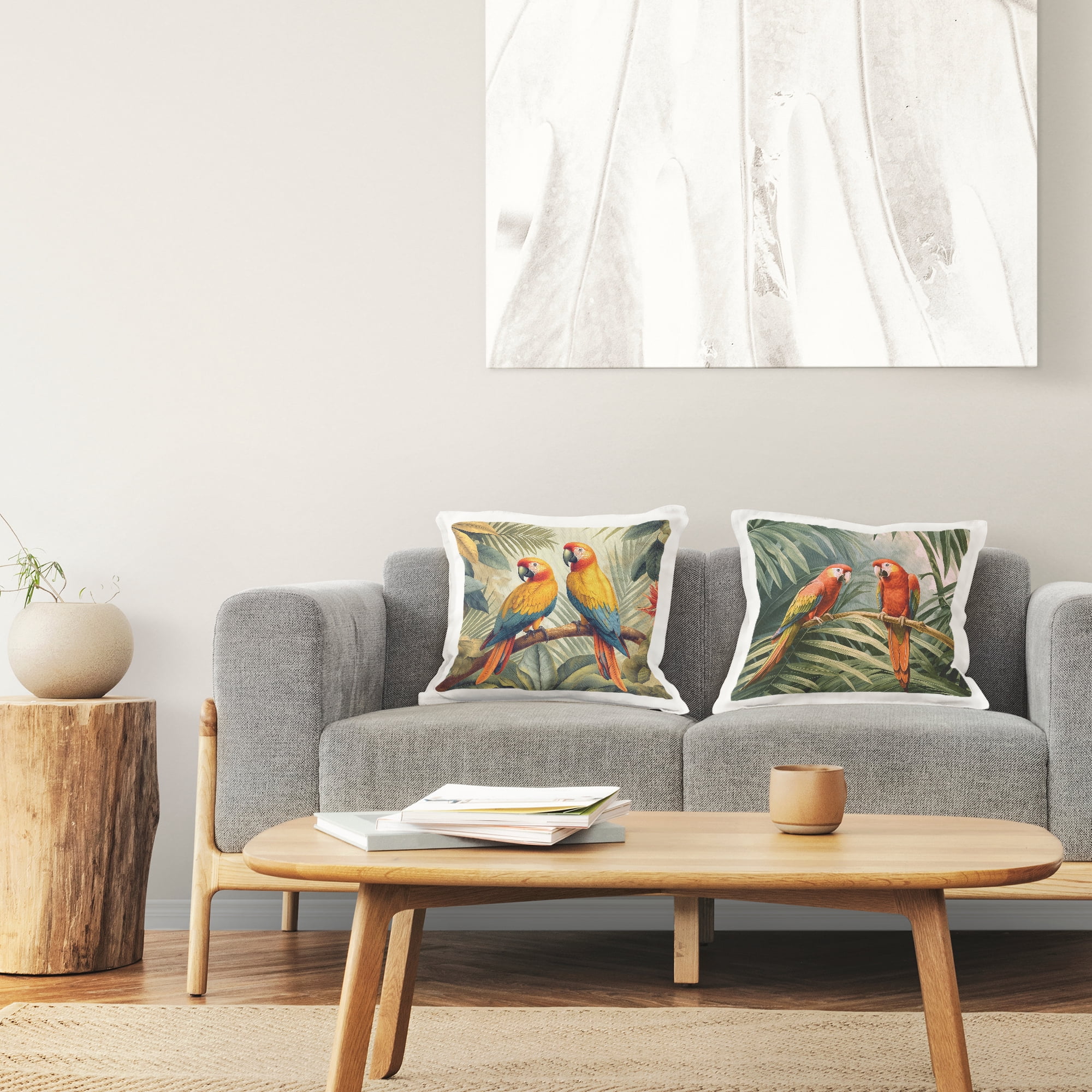 Stupell Industries Parrots Resting on Branches Decorative Printed Throw Pillow Design by Steve Hunziker .