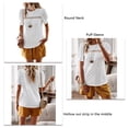 thumbnail image 6 of Slatcetga Women T Shirt Lace Trim Round Neck Short Puff Sleeve Pure Color Casual Lady Pullover Top for Spring Summer White M, 6 of 7
