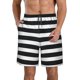 thumbnail image 1 of Balery Black And White Stripes Traje de Baño Estilo Hawaiano para Hombre, Shorts de Secado Rápido con Bolsillos-Medium, 1 of 6