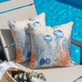 thumbnail image 2 of Throw Pillow Covers, Blue Coastal Jellyfish Decorative Throw Pillow Covers 18x18 Inch, Country Nautical Ocean Creatures Square Linen Pillow Cases for Couch/Living Room/Sofa, 2 of 9