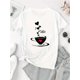 thumbnail image 2 of Camiseta Para Mujer De Verano Con Cuello Redondo Para Mochilero, Viajes, DesplazamientosCreative English Heart Coffee Pattern Printed Women'S Fashionable Round Neck Short Sleeve, Simple Casual Sport, 2 of 7