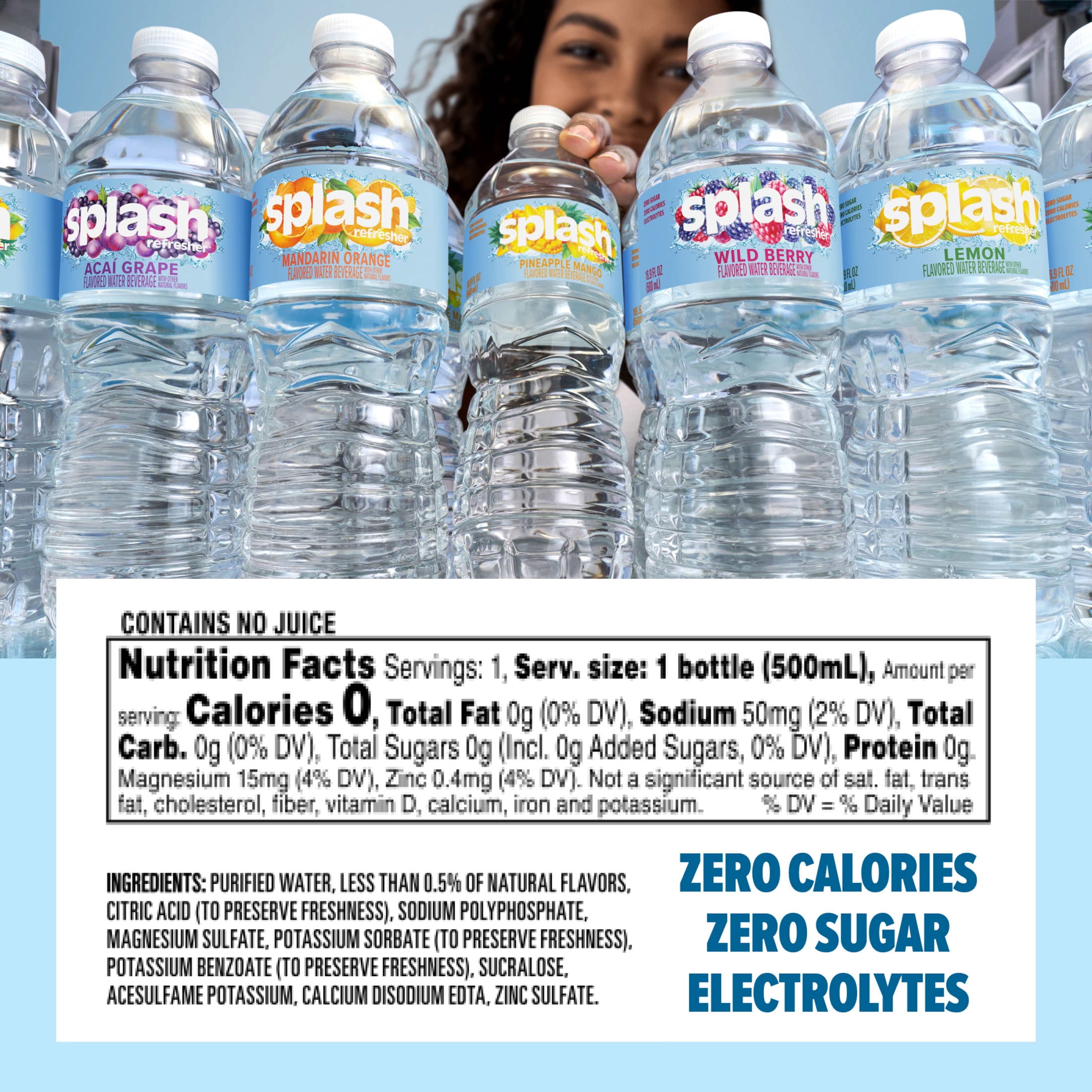 (2 pack) Splash Blast Wild Berry Flavored Water, 16.9 fl oz, 6-pack Plastic Bottles