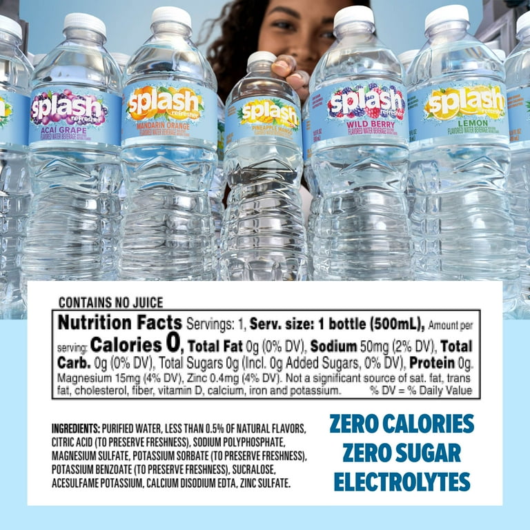 Splash Wild Berry Flavored Water 16.9 fl oz 6-pack, Refreshing