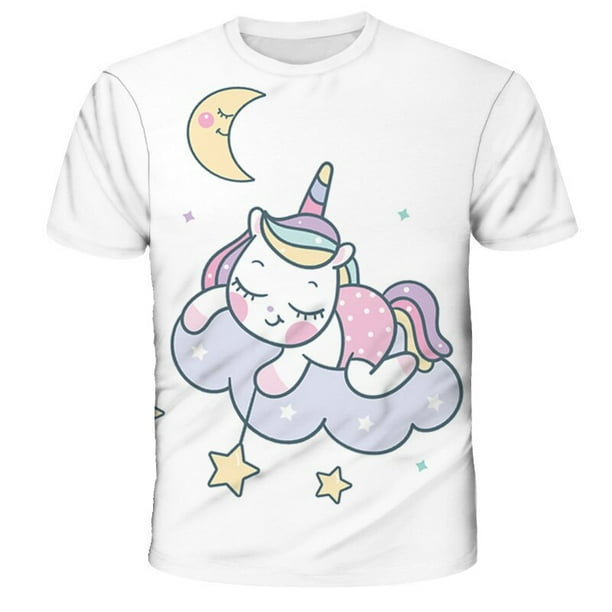 Camiseta de dinosaurio para niños, ropa de unicornio de poliéster para niñas y niños, camiseta de manga corta para niños, ropa para bebés Teen14T Gao Jinjia LED