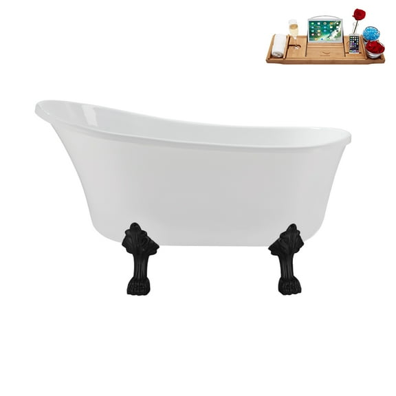 51'' Streamline N373BL-IN-BL Soaking Clawfoot Tub and Tray with Internal Drain