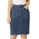 thumbnail image 1 of INSPIRE CHIC Falda Vaquera Midi Básica Desgastada De Cintura Alta Con Dobladillo Rasgado Y Lavado Para Mujer Azul oscuro XL, 1 of 6