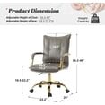 thumbnail image 6 of Faux Leather Office Chair Adjustable Swivel Desk Chair with Golden Legs and Arms Upholstered, Grey, 6 of 11