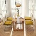 thumbnail image 5 of Zesthouse Rattan Dining Chairs Set of 2, Velvet Upholstered Dining Chairs with Cane Back and Chrome Legs, Mid Century Modern Kitchen Side Chairs for Dining Living Room, Yellow, 5 of 10