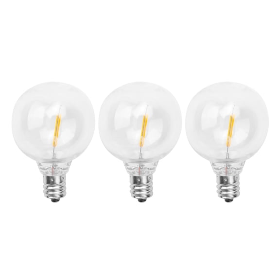3Pcs G40 Led Replacement Light Bulbs, E12 Screw Base Shatterproof LED Globe Bulbs for Solar String Lights Warm White,3 x G40 light bulbs,Transparent