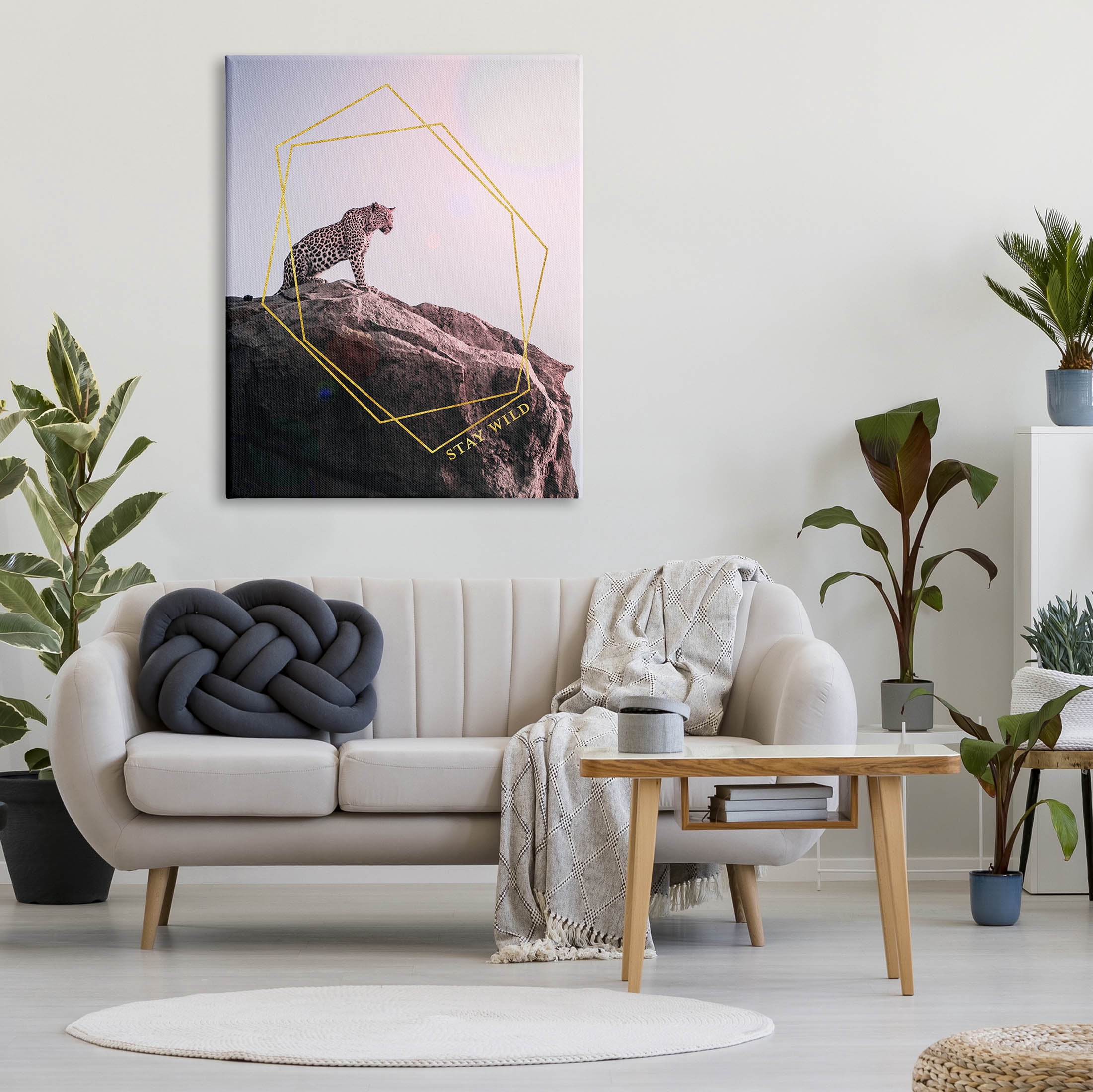 Stupell Industries Stay Wild Glam Leopard Graphic Art Gallery Wrapped Canvas Print Wall Art, Design by K. Kaufman