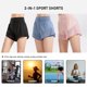 thumbnail image 3 of Pantalones cortos deportivos 2 en 1 para mujer, cintura elástica ancha, bolsillos, empalme de malla, Abanopi Pantalones cortos deportivos para mujer, 3 of 7