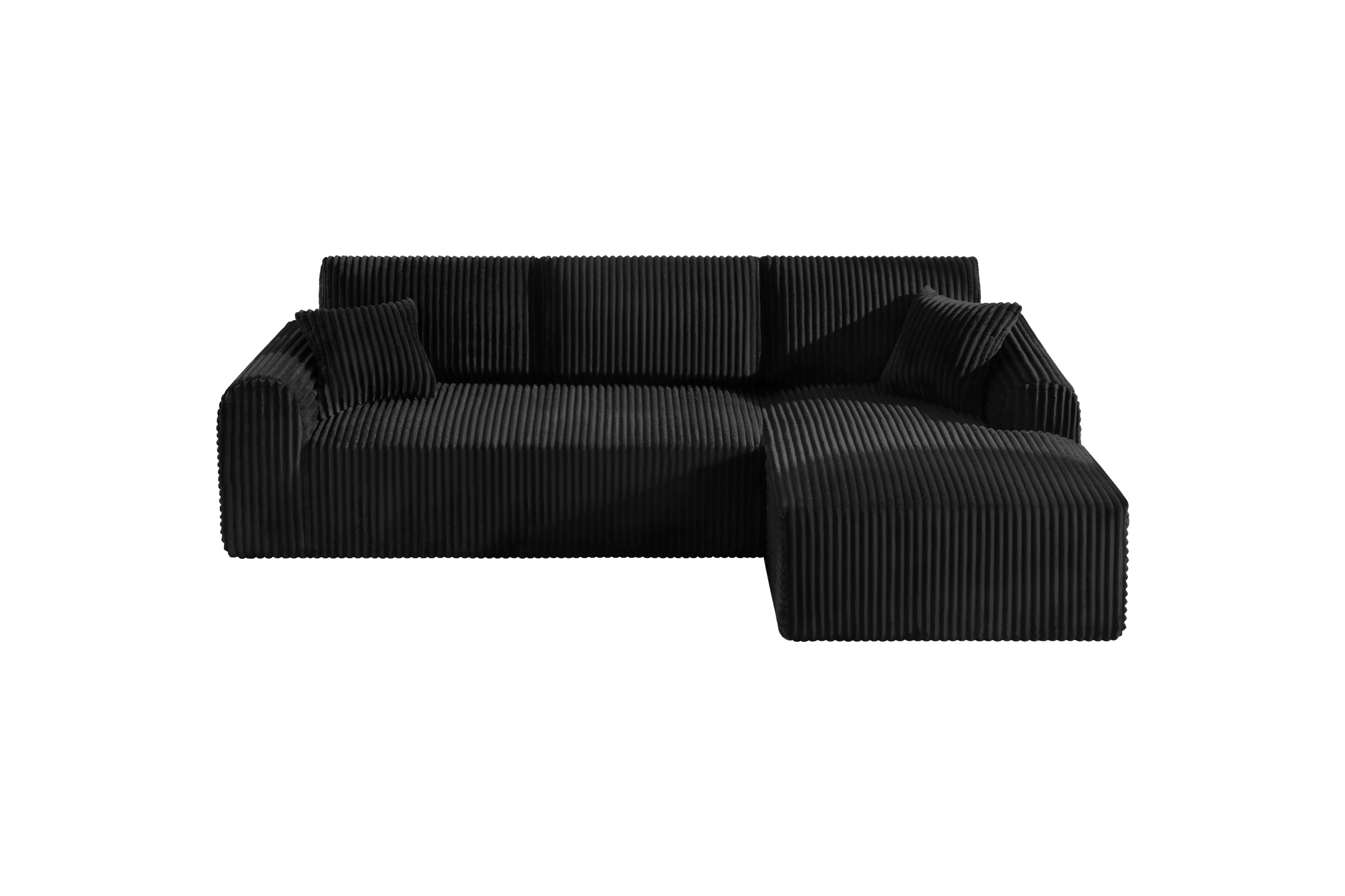 Shikeyi 109" Cloud Modular Sectional Sofa Couch with L-Shape Chaise,Modern Minimalist Upholstered Boneless Couches for Living Room Bedroom, Black