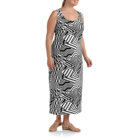 Aqua Blues Women's Plus-Size Printed Sleevless Maxi Dress