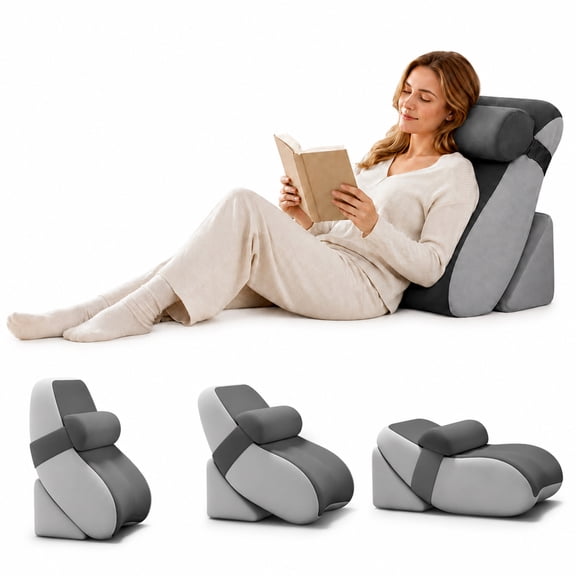 Doulami 3-in-1 Wedge Pillow, Orthopedic Bed Wedge Pillow, Memory Foam Reflux Pillow, Foldable Triangle Pillow for Leg & Knee Support, Relief from Heartburn, Snoring and Sleep Apnea