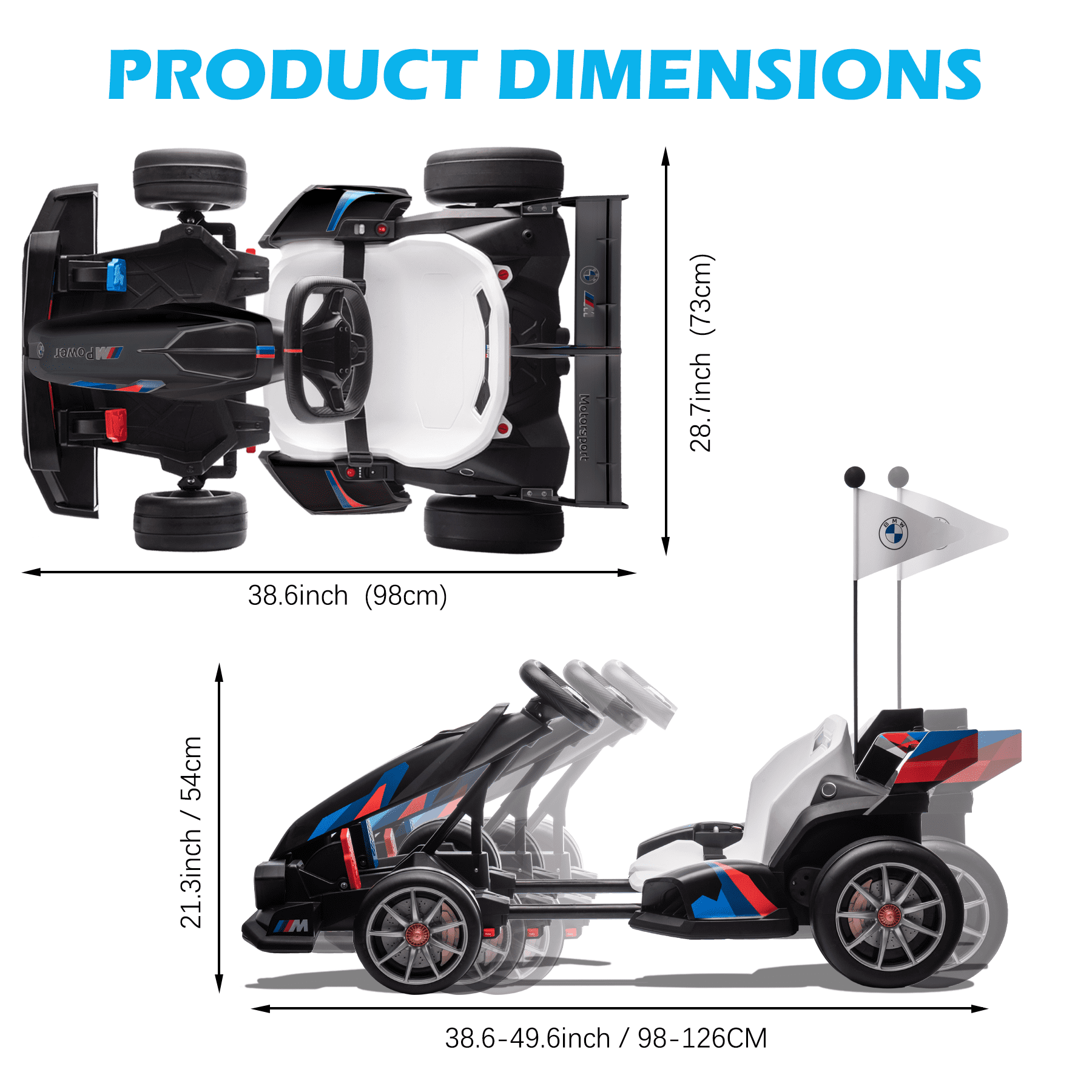 NEECHIPRO 36V Licensed BMW Electric Go Kart , 400W Powerful Motor Racing with Drift Race Pedal,for Kids Age 6+, 8mph,Black
