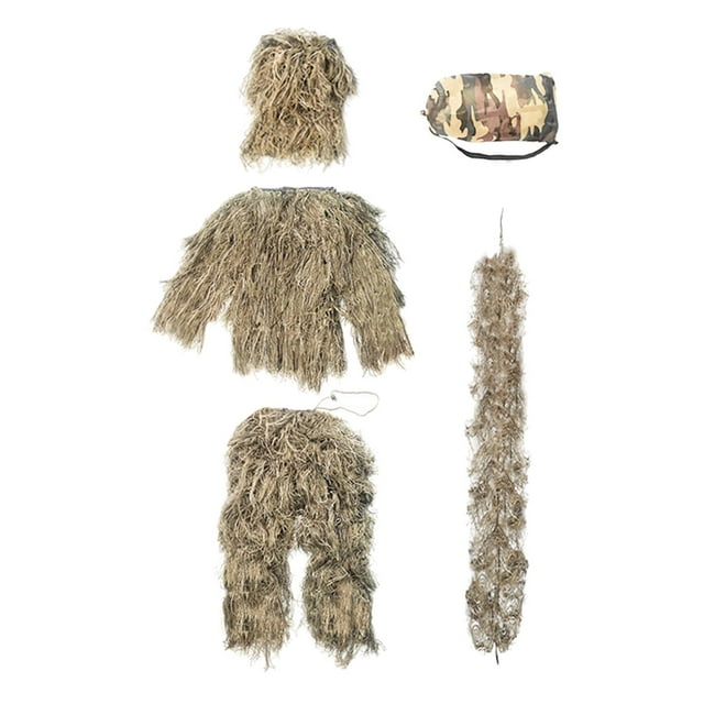 Ghillie Ensemble Uniforme Invisible pour Activité Extérieure Halloween Cosplay Marron 110140cm