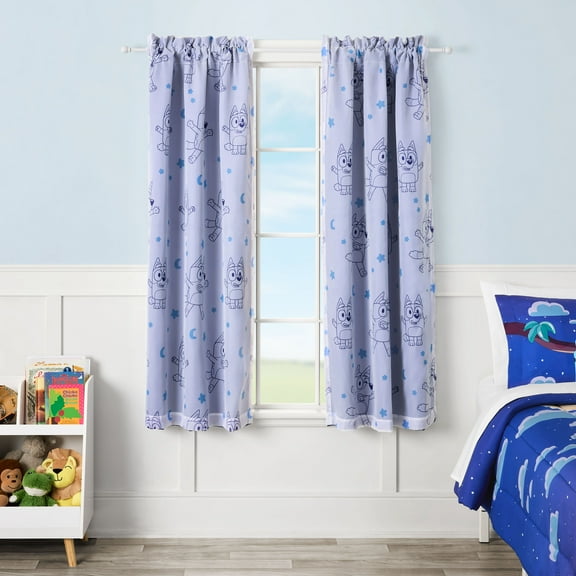 Bluey Dream Sheer and Blackout Kids Drape, 38" x 63", Blue, BBC Studios