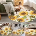 thumbnail image 5 of Round Rugs 7Ft, Yellow Sunflowers Round Area Rug Washable Indoor Throw Carpet, Country Farm Butterfly Flower Light Beige Large Non Slip Circle Rug for Dining Room Playroom Home Decor Aesthetic, 5 of 8