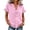 Pink, variant on Women's Blouse V-Neck Ruffle Trim Casual Short Sleeve Loose Fit Top Lightweight Crinkle Gauze Solid Color Summer Shirt for Daily Wear
