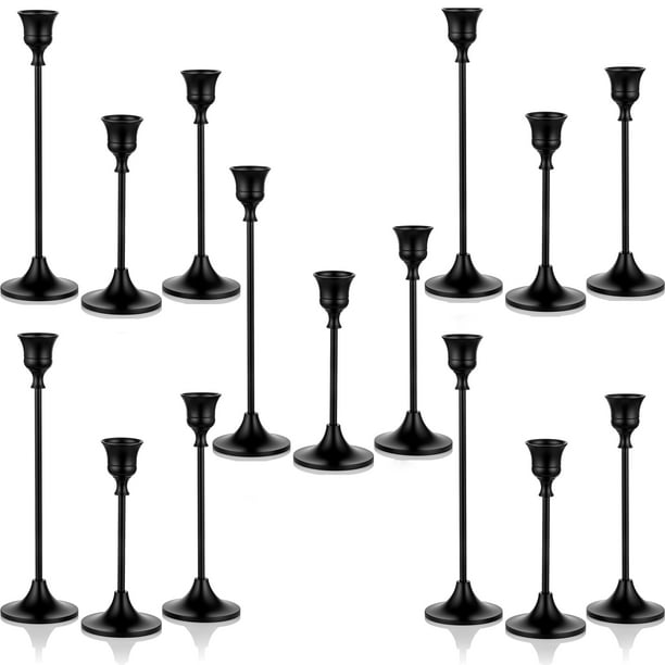 Nuptio Taper Candle Holders In Bulk Black Candlestick Holders Set of 15