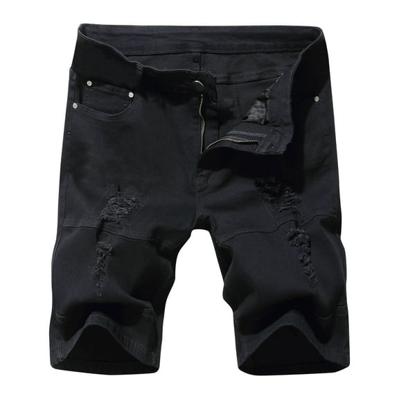Denim Shorts Mens Sale Clearance Stretch Fit Faded Ripped Jean Shorts with Pockets Knee Length Classic Fit Casual Summer Holiday Half Pants Jeans Smart Shorts