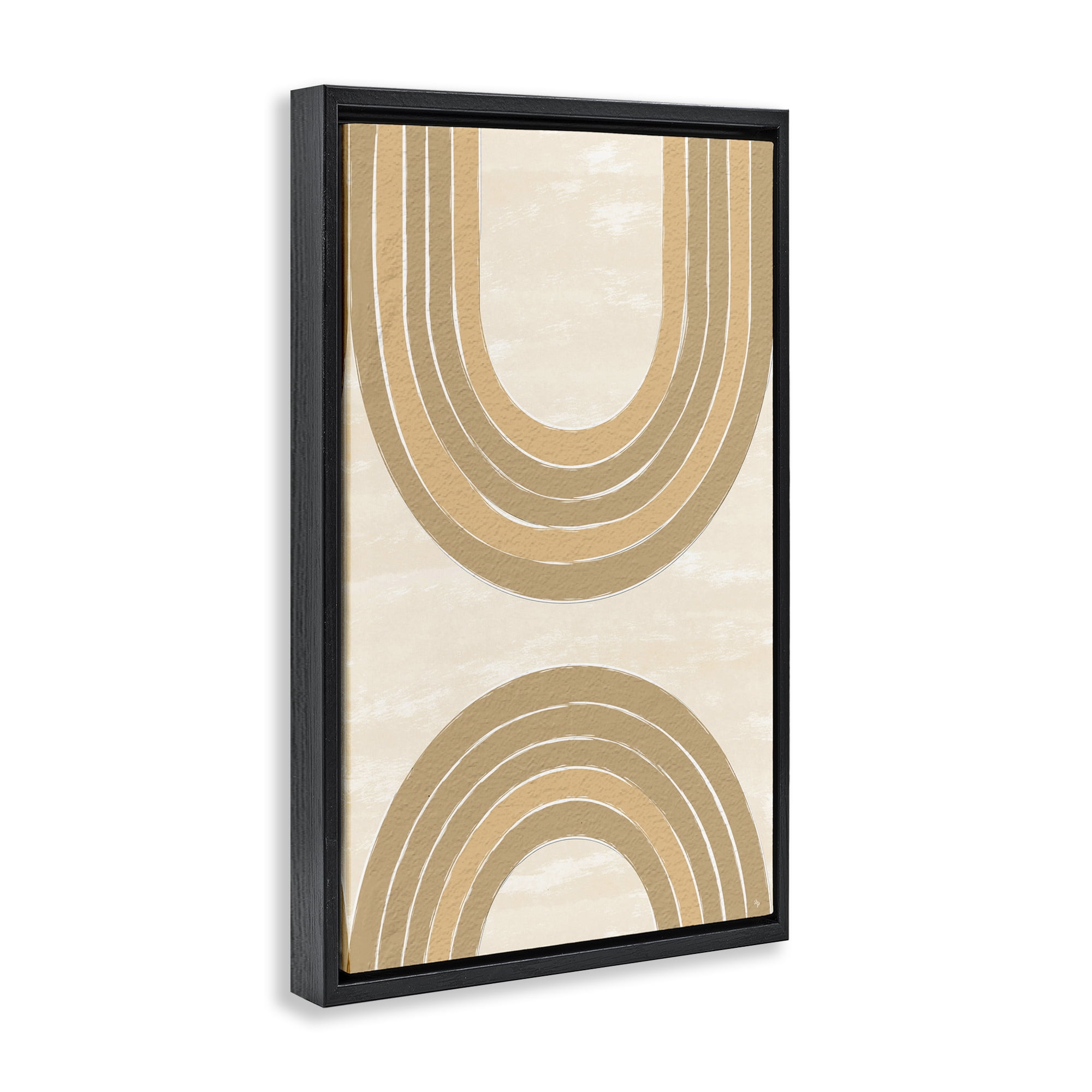 Stupell Industries Neutral Rainbow Arches Abstract Painting Black Floater Framed Canvas Art Print Wall Art, 17 x 25