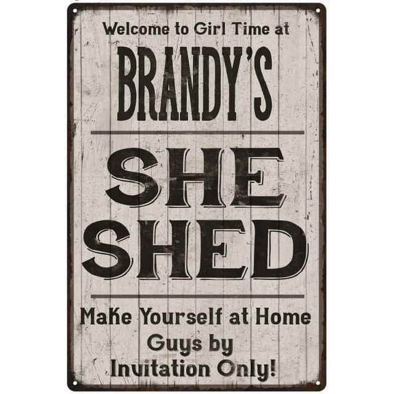 BRANDY'S She Shed Sign Lady Cave Gift 8 x 12 High Gloss Metal 208120082279