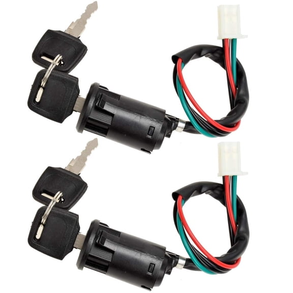Chasenew 4 Wire Ignition Switch with Key Replacement for Tao Tao Coolster 110cc 125cc Chinese ATV Sunl Kazuma Roketa Apollo Coleman Hawk 50cc 70cc 90cc Quad 4 Wheeler Pit Dirt Bike Parts Female 2PCS