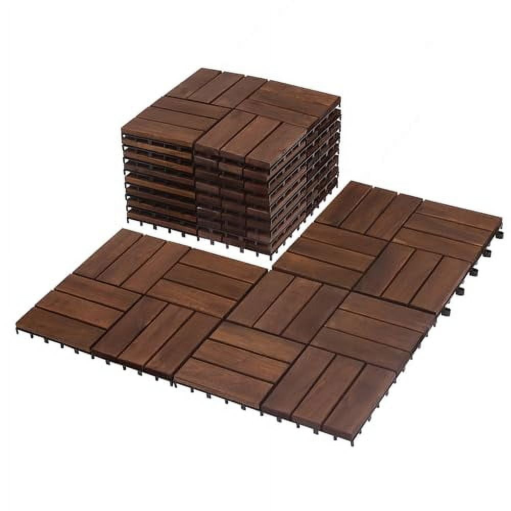 10 Pack Indoor & Outdoor Wood Flooring Tiles, 12