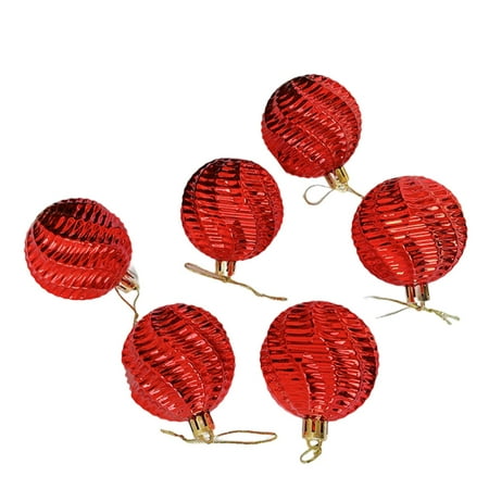 

Decor Store 6Pcs 6cm Christmas Tree Ball Spiral Design Shatterproof Bright Color Lanyard Delicate Scene Layout Reusable Xmas Party Decor Ball Pendant for Festival