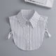 thumbnail image 2 of Media camisa falsa con cuello de blusa para mujer a rayas blancas, 2 of 2