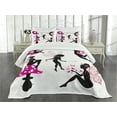 thumbnail image 3 of Ambesonne Tale Quilted Bedspread Set 3 Pcs, Silhouette of Winged Girl, Queen Size, Hot Pink Rose Black, 3 of 5